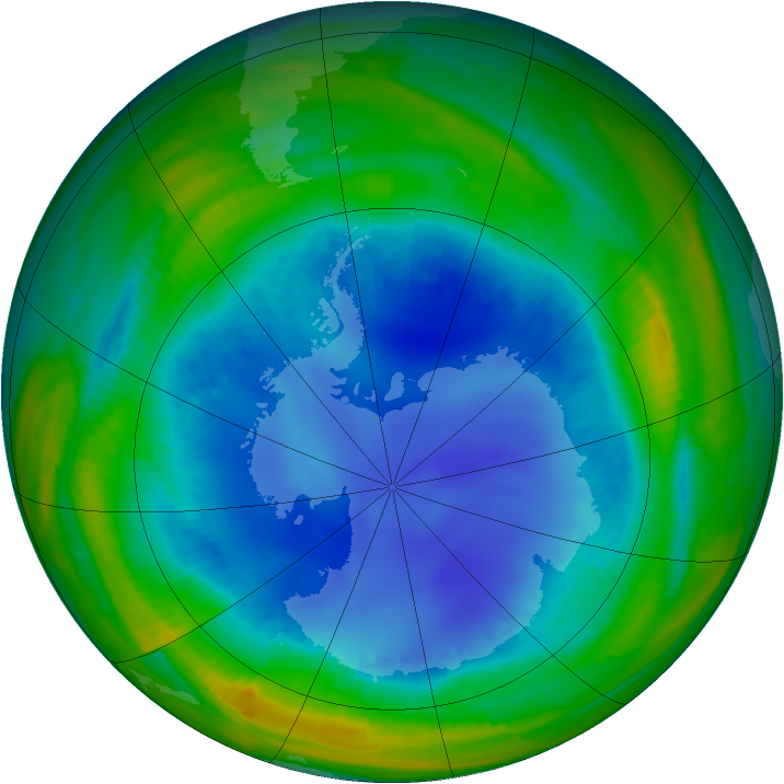 Antarctic ozone map for 11 August 1998